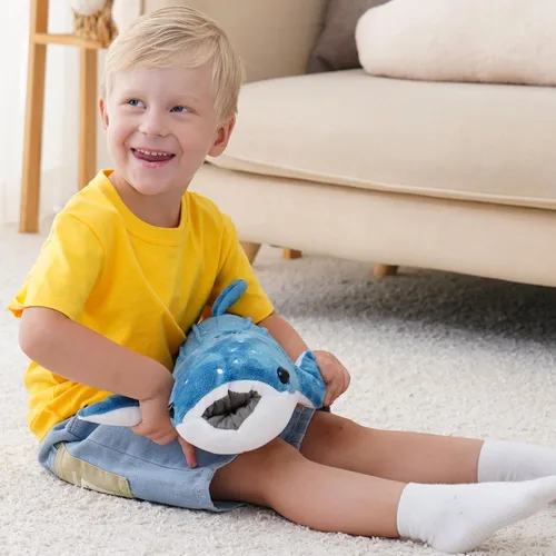 Vista 5 de Mukouxun 47 cm Tiburón Ballena de Peluche Tiburón Ballena de Peluche para Niños Almohadas de Peluche de Tiburón Ballena Muñeca de Ballena Azul