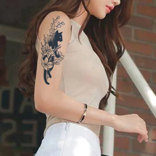 Vista 3 de Tatuajes falsos de manga semipermanente para hombres y mujeres, tatuajes temporales realistas de brazo completo, impermeables y de larga duración