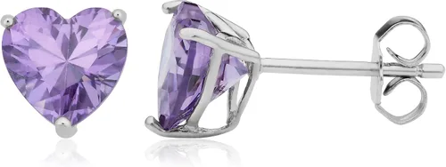 Vista 22 de Kooljewelry Pendientes de plata de ley y circonita cúbica con piedra natal