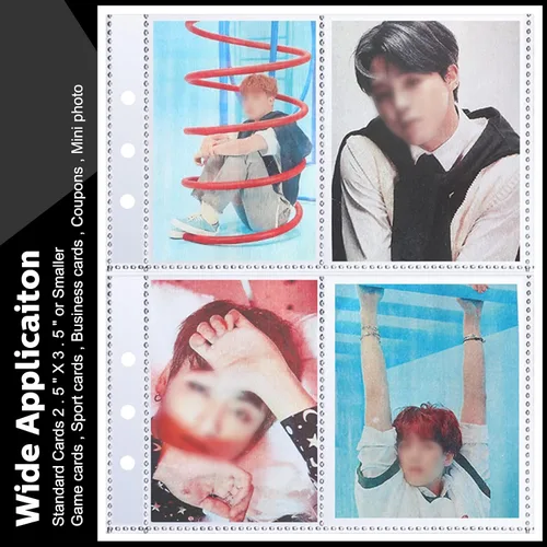 Vista 3 de 30 bolsillos transparentes 4/2/1 para 6 anillas A5, fundas para tarjetas, protector de páginas, tarjetas fotográficas, documentos, bolsa de tarjetas