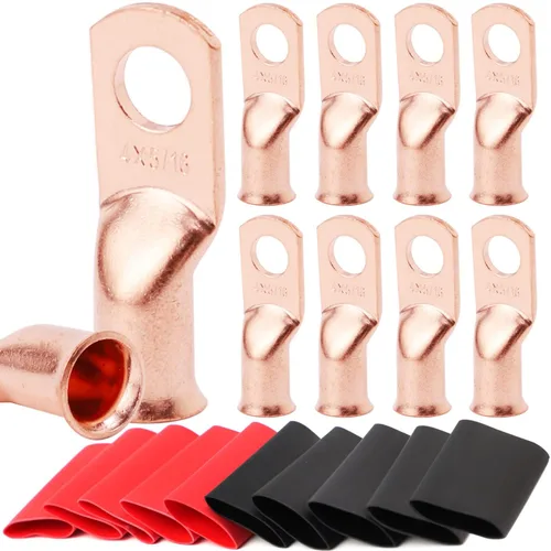 Vista 31 de TKDMR - Kit de 264 piezas de extremos de cable de batería, 132 piezas de terminales de anillo de lengüetas de cable de cobre resistentes AWG 8 6 4 2