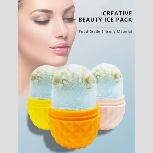 Vista 2 de Cara de rodillo de hielo, con cepillo de limpieza facial de hielo de silicona, rodillo facial de hielo, masaje facial creativo compresa de hielo