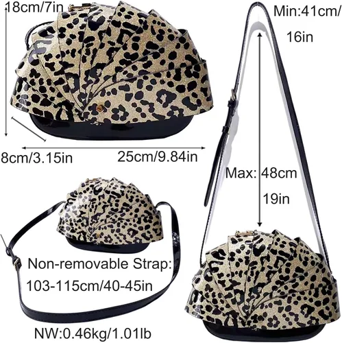 Vista 3 de Bolso bandolera de cuero sintético para mujer, diseño único y plegable