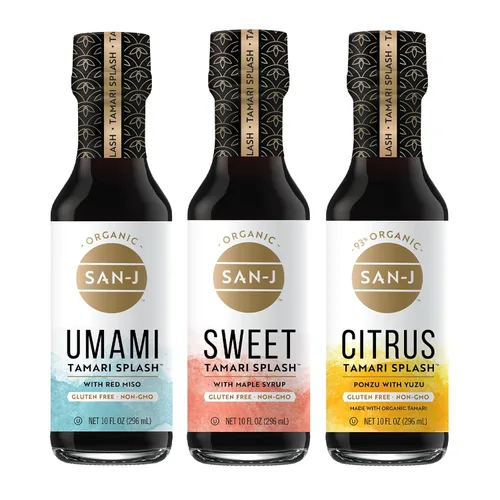 Vista 10 de San-J - Salpicadura de Tamari Dulce Orgánico con Sabor Richly - Especialmente Elaborado - Botella de 10 oz Mellow Savory Finish, Gluten Free