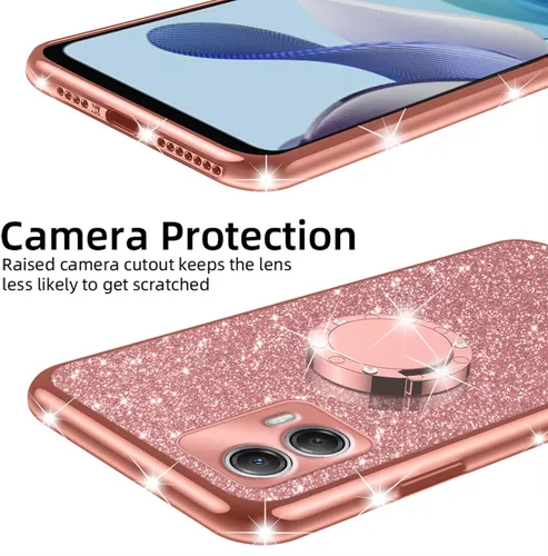 Vista 7 de nancheng Bonita funda para teléfono con purpurina para Motorola Moto G 5G 2023, funda de lujo brillante de TPU suave, antiarañazos, anticaídas