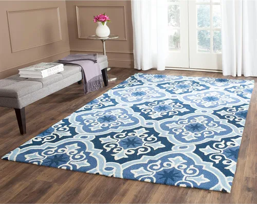 Vista 11 de SAFAVIEH Four Seasons Collection - Alfombra de pasillo, 2 pies 3 pulgadas x 8 pies, azul marino y azul, floral enganchada a mano, no desprende