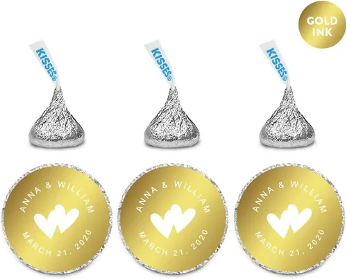 Vista 16 de Andaz Press Etiquetas personalizadas de gota de chocolate para boda, nombres y fecha redondos, turquesa aguamarina, paquete de 240, personalizadas