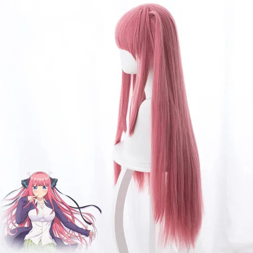 Vista 5 de Uearlid Nakano Nino Cosplay Wigs Anime The Quintessential Quintuplets 80cm long straight Heat Resistant Hair Perucas Costume Wigs Party Coser Wig