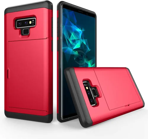 Vista 8 de Funda para Galaxy Note 9, resistente, a prueba de golpes, de goma, híbrida, resistente, con ranura para tarjeta de crédito de identificación