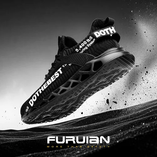Vista 3 de Furuian - Tenis con punta de acero para hombres y mujeres, zapatos de seguridad ligeros, cómodos, a prueba de pinchazos, zapatos de trabajo
