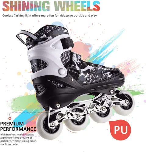 Vista 4 de Kuxuan Patines en línea ajustables para niños con ruedas iluminadas, divertidos patines iluminadores para niños, niñas y jóvenes