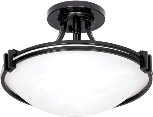 Vista 5 de Deco Collection - Lámpara de techo de cristal blanco bronce oscuro de 16 pulgadas de ancho Semi-Flush Mount Modern Close To Oil Rubbed Brown