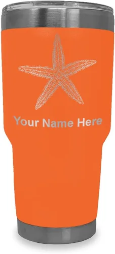 Vista 18 de LaserGram 20oz Vacuum Insulated Tumbler Mug, Starfish, Personalized Engraving Included (Black)