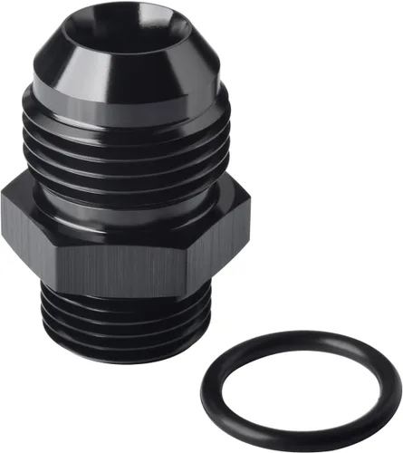 Vista 24 de 4AN macho a 4AN ORB con junta tórica Boss adaptador de riel de bomba de combustible de aluminio negro