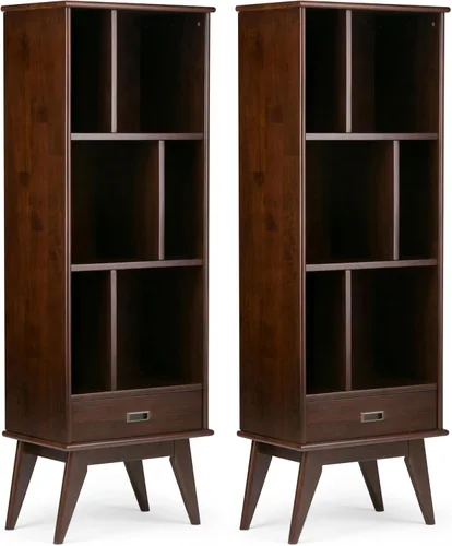 Vista 14 de SIMPLIHOME Draper - Estantería de madera maciza de 64 pulgadas de alto Rubio