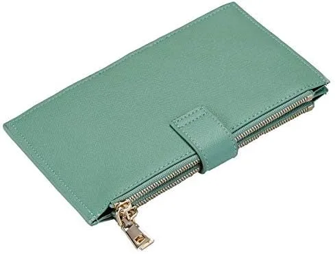 Vista 5 de Travelambo Cartera para mujer con bloqueo RFID y bolsillo con cremallera Cartera RFID
