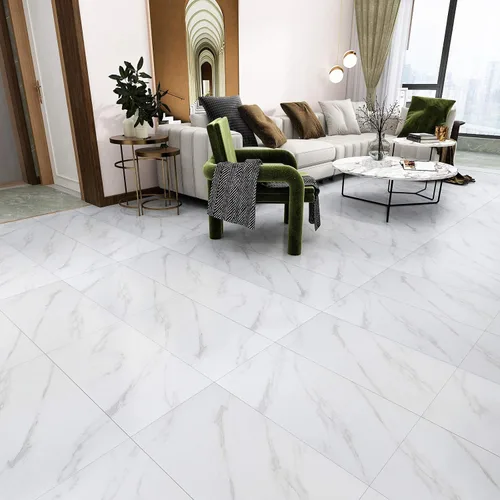 Vista 3 de VEELIKE Azulejos de mármol blanco para despegar y pegar de 12 x 24 pulgadas, suelo de vinilo impermeable para baño, autoadhesivo, extraíble