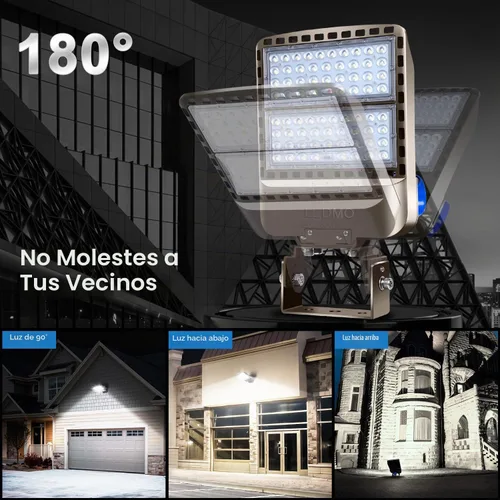 Vista 4 de ledmo Luces LED para Estacionamiento con Montaje de Muñón Ajustable 200W del Anochecer al Amanecer Iluminación Exterior con Fotocélula Luces de Área
