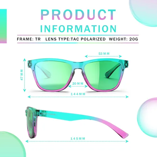 Vista 2 de Lasiyanor Gafas de sol polarizadas cuadradas TAC ligeras, marco TR90, protección UV400, gafas de sol de diseño moderno para hombres y mujeres