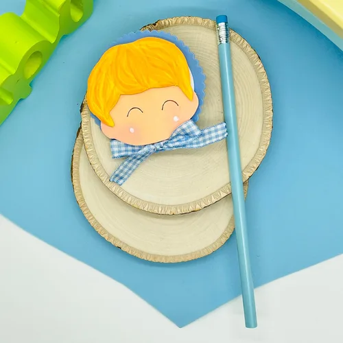 Vista 8 de Adorno hecho a mano para lápiz, adorno para bolígrafo, para niños y amantes de la escritura, aplique en goma eva. adorable adorno de niño
