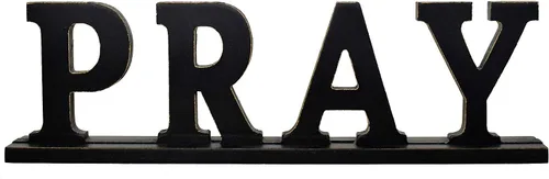 Vista 11 de Letrero de madera rústica de América para decoración del hogar, decoración decorativa de madera con recorte de palabra, decoración de mesa