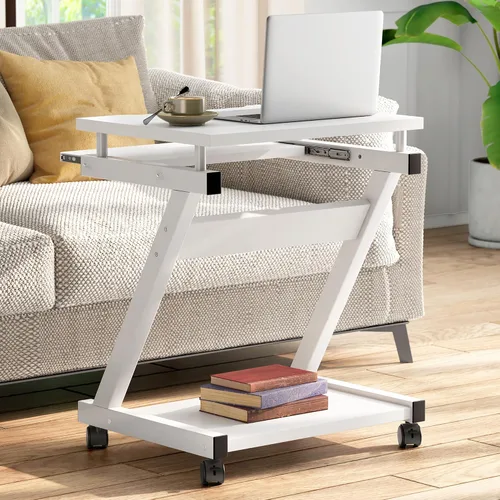 Vista 2 de sogesfurniture Carrito de escritorio portátil compacto para computadoras Blanco