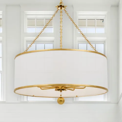 Vista 7 de Crystorama Broche - Candelabro de 8 luces de oro antiguo, lámpara de techo - Candelabros para pasillo, sala de estar, vestíbulo, granja - Candelabro