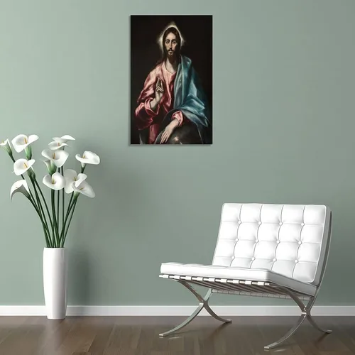 Vista 5 de El Greco - Póster de Salvator Mundi El Salvador de El Salvador, pintura decorativa en lienzo, arte de pared, para sala de estar, dormitorio, 12 x 18
