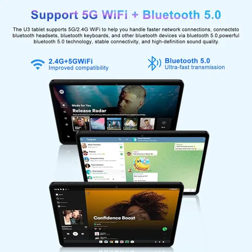 Vista 5 de Tableta de 10 pulgadas Android 15 con 30 GB de RAM 128 GB de ROM 1 TB de expansión, Tablets de 8000 mAh Octa-Core con teclado y ratón, pantalla HD