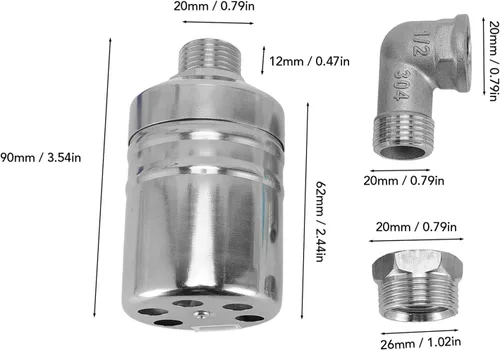 Vista 5 de Water Level Control Float Valve Stainless Steel Fully Automatic Water Float Valve Swimming Pool Fountain
