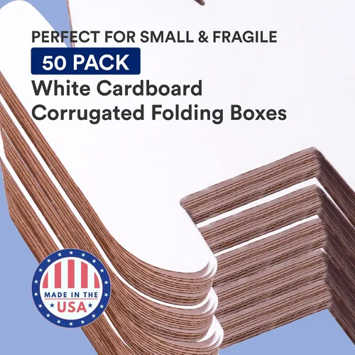 Vista 3 de BOX USA Cajas de mudanza de 10.25 pulgadas de largo x 8.25 pulgadas de ancho x 2 pulgadas de alto, medianas 50 unidades Caja de cartón corrugado