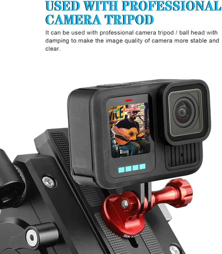 Vista 6 de Adaptador de trípode de aluminio - Perno - Adaptador para montaje monopie con tornillo de mariposa CNC de aluminio compatible con Gopro Hero 13 12