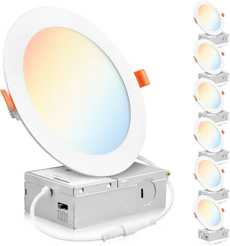 Vista 7 de PARMIDA (Paquete de 12) Luz de techo empotrable LED de 6 pulgadas ultradelgada con caja de conexiones, 12 W, luz de panel delgada de oblea sin 3000K