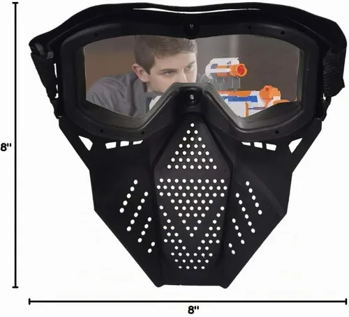 Vista 8 de Paquete de 4 máscaras tácticas compatibles con Nerf Rival, Apollo, Zeus, Khaos, Atlas, Artemis Blasters Rival Máscara (amarillo, azul, negro, blanco)