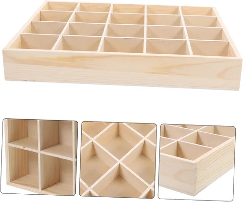 Vista 7 de SEWACC Organizador de cajones de madera, caja de almacenamiento de 20 rejillas para calcetines, llaves, bragas, armario, gabinete, organizador