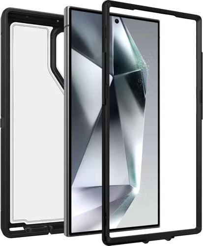 Vista 5 de OtterBox Funda transparente para Samsung Galaxy S24 Ultra Defender Series XT, lado oscuro (negro/transparente), sin pantalla, resistente, con cordón