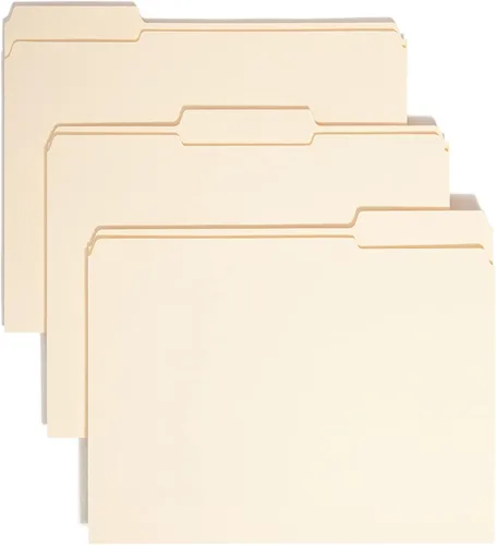 Vista 9 de Smead Carpetas de archivo tamaño carta, pestaña reforzada de corte 1/3, posiciones surtidos, tamaño carta, carpetas Manila 8.5 x 11, 100 por caja