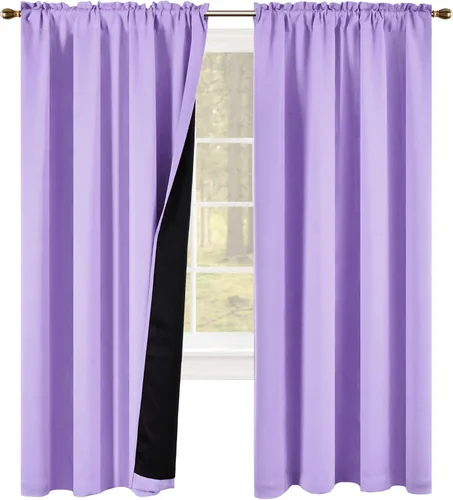 Vista 21 de KEQIAOSUOCAI Aqua - 100 cortinas opacas con forro negro para dormitorio, paneles de cortina totalmente opacas para sala de estar, cortinas aislantes