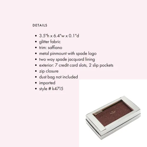 Vista 6 de Kate Spade - Cartera para mujer con diseño brillante en caja grande y delgada, con purpurina, Deep Nova