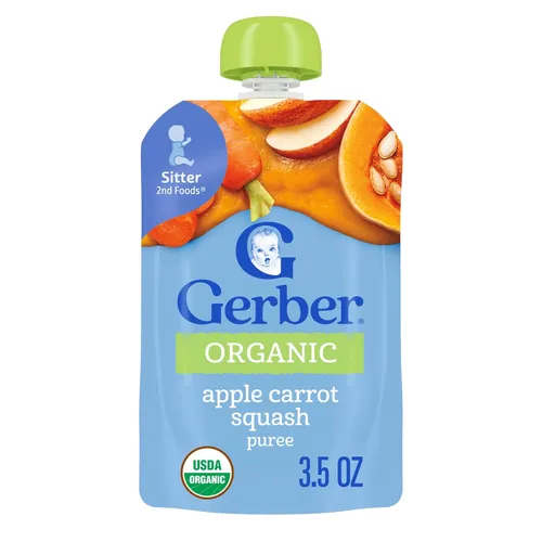 Vista 15 de Gerber Alimento orgánico para bebés de manzana, arándano y espinacas, bolsa de 3.5 onzas