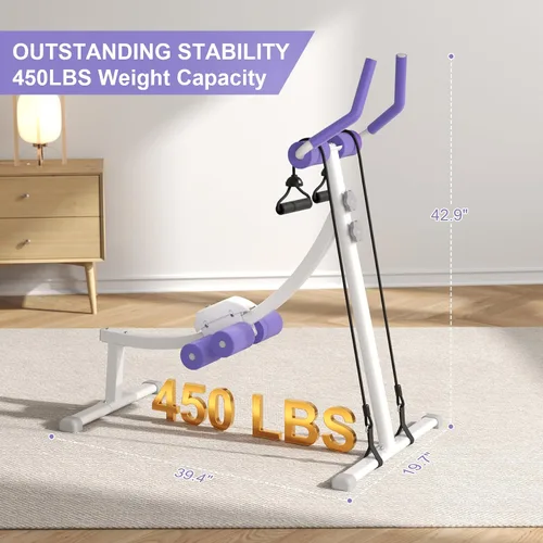 Vista 8 de Home Gym Systems Ab Machine, Ab Workout Equipment, Adjustable Ab Trainer Machine for Abs Workout at Home Gym, Foldable, Knee Protection, Abdominal