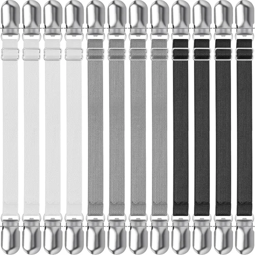Vista 8 de Boao 12 piezas de clips para sábanas de cama, correas para esquinas de sábanas, soporte ajustable para colchón, clips elásticos para sujetar Negro