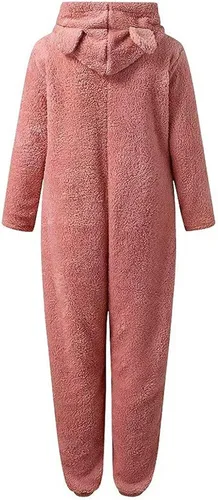 Vista 19 de Pijama de forro polar para mujer, mameluco cálido de sherpa, ropa de dormir de una pieza con cremallera y capucha