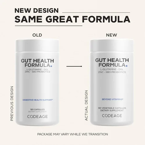 Vista 3 de Codeage - Suplemento de fórmula intestinal, mezcla de L-glutamina más raíz de regaliz desglicirrizado más raíz de malvavisco, probióticos SBO