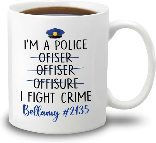 Vista 11 de Taza de café personalizada de policía de regalo para amigo compañero de trabajo, I Never Dreamed I'd Grow Up To Be A Cop Taza de café de cerámica
