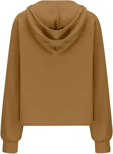 Vista 3 de DOLKFU Sudaderas con capucha recortadas con cremallera para mujer, de gran tamaño, de manga larga, a la moda, informales, ligeras, con bolsillo