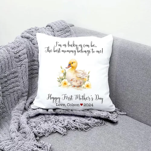 Vista 3 de Generic Funda de almohada personalizada para el primer día de la madre, regalo para mamá, decoración del hogar, cuadrado