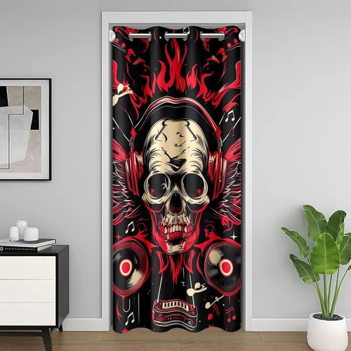 Vista 18 de jejeloiu Cow Skull Door Curtain for Doorway Privacy 34x80 Inch 1 Panel Kids Longhorn Skull Closet Cover for Boys Girls Teens Western Desert Room