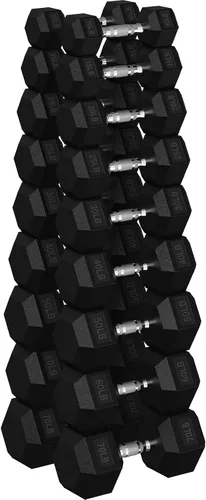 Vista 15 de HANDBODE Rubber Coated Hex Dumbbell Set, 90-640 lb