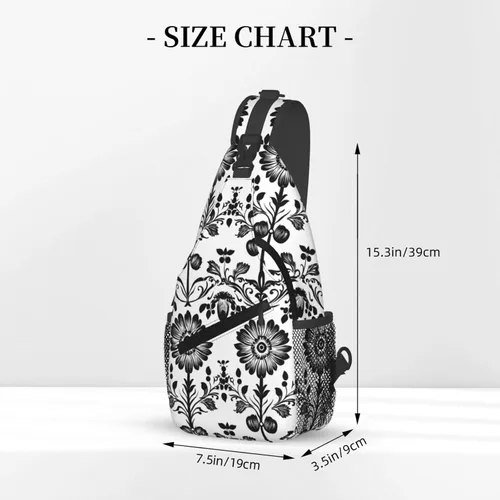 Vista 2 de Small Crossbody Bags for Women Men - Vintage Flower Black White Print Adjustable Shoulder Bag Fanny Packs Belt Sling Bag Crossbody Purses Backpack